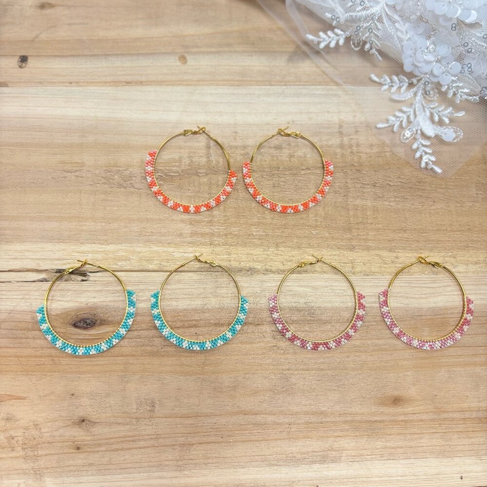 Beaded Stitch Hoop Earrings